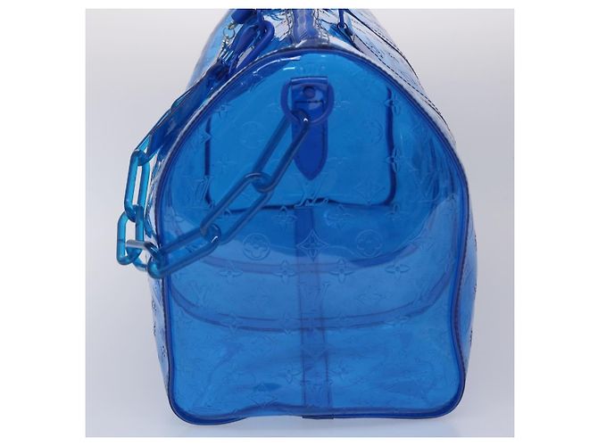 LOUIS VUITTON Borsa Keepall Bandoulière 50 in Vinile Monogram Blu M53272 Auth 46351SM - vista 3