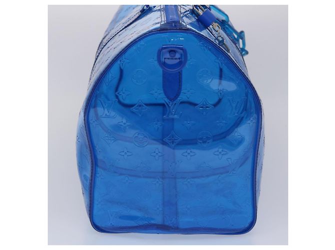 LOUIS VUITTON Borsa Keepall Bandoulière 50 in Vinile Monogram Blu M53272 Auth 46351SM - vista 4