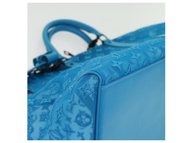 LOUIS VUITTON Monogram Mesh Keepall Triangle 50 Tasche Blau M45048 LV Auth 46405SAM Türkis - Ansicht 15