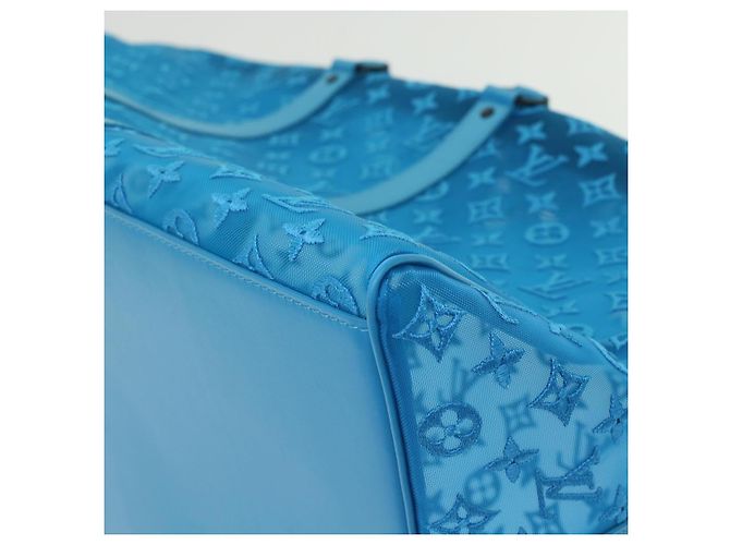 LOUIS VUITTON Monogram Mesh Keepall Triangle 50 Tasche Blau M45048 LV Auth 46405SAM Türkis - Ansicht 16