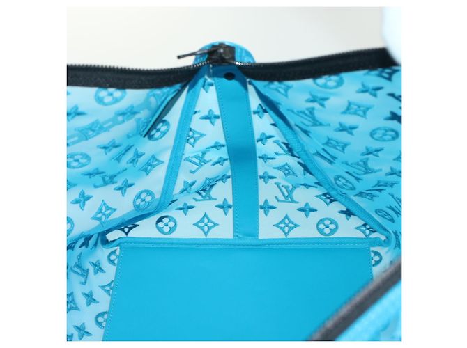 LOUIS VUITTON Monogram Mesh Keepall Triangle 50 Tasche Blau M45048 LV Auth 46405SAM Türkis - Ansicht 23