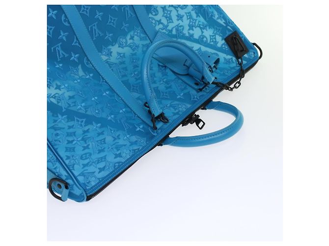LOUIS VUITTON Monogram Mesh Keepall Triangle 50 Tasche Blau M45048 LV Auth 46405SAM Türkis - Ansicht 6