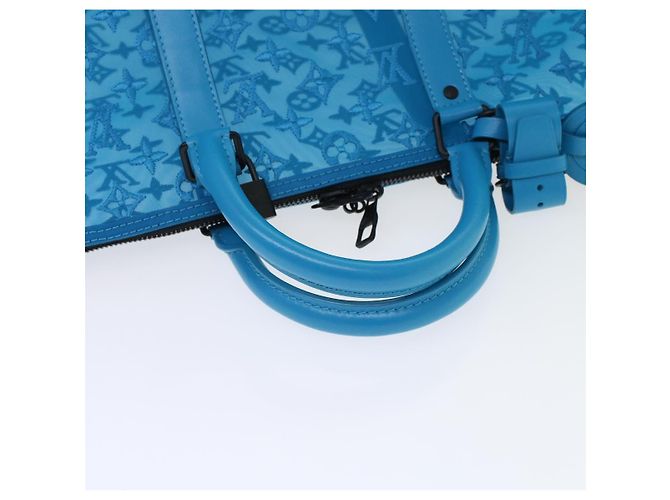 LOUIS VUITTON Monogram Mesh Keepall Triangle 50 Tasche Blau M45048 LV Auth 46405SAM Türkis - Ansicht 7