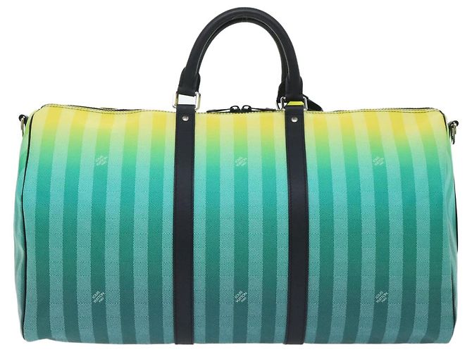 LOUIS VUITTON Keepall Bandouliere 50 Damier Stripe Gradation M59912 Auth 51138SM Verde - vista 2