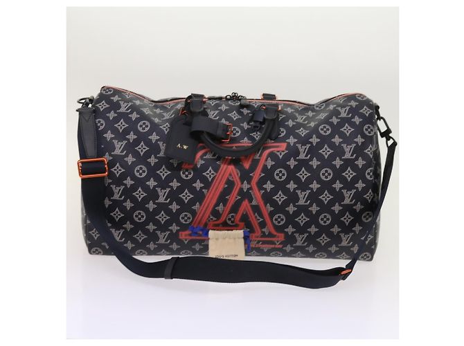 LOUIS VUITTON Borsa Keepall Bandoulière 50 Monogram Ink Blu Navy M43684 LV Auth 37879SM - vista 12
