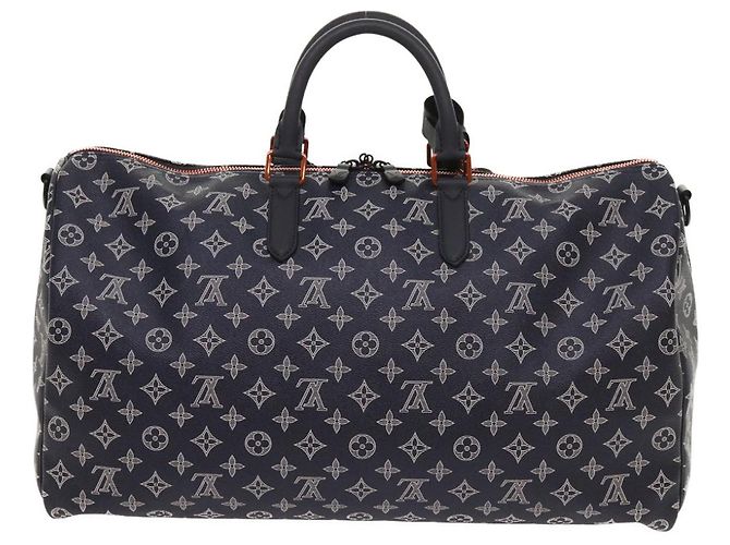 LOUIS VUITTON Borsa Keepall Bandoulière 50 Monogram Ink Blu Navy M43684 LV Auth 37879SM - vista 2