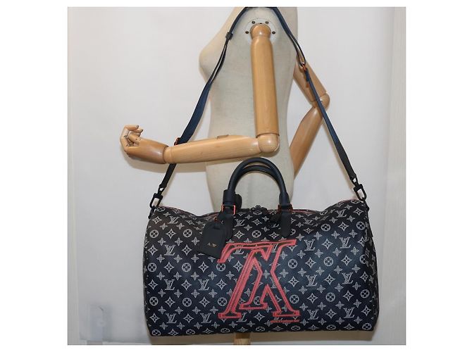 LOUIS VUITTON Borsa Keepall Bandoulière 50 Monogram Ink Blu Navy M43684 LV Auth 37879SM - vista 26