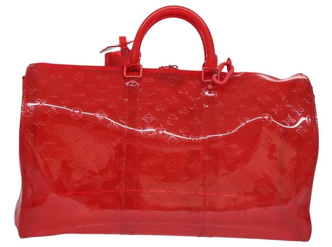 LOUIS VUITTON Borsa Keepall Bandoulière 50 Monogram Vinile Rossa M41416 Auth ec591SAM Rosso - vista 13