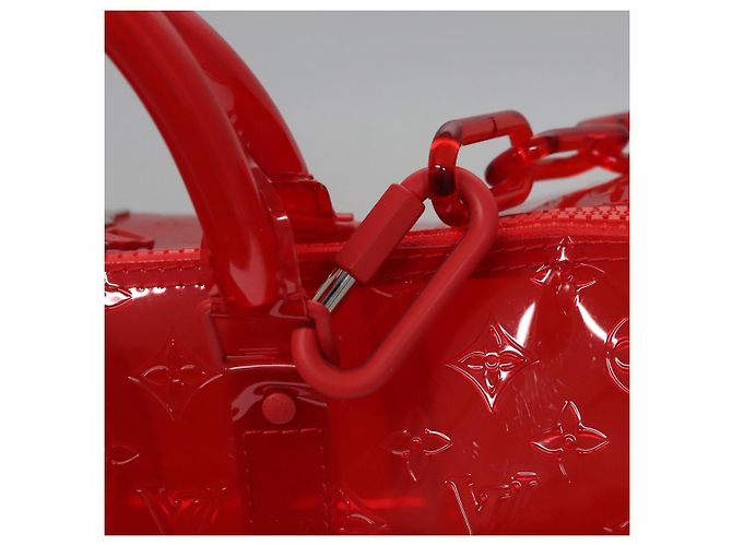 LOUIS VUITTON Borsa Keepall Bandoulière 50 Monogram Vinile Rossa M41416 Auth ec591SAM Rosso - vista 19