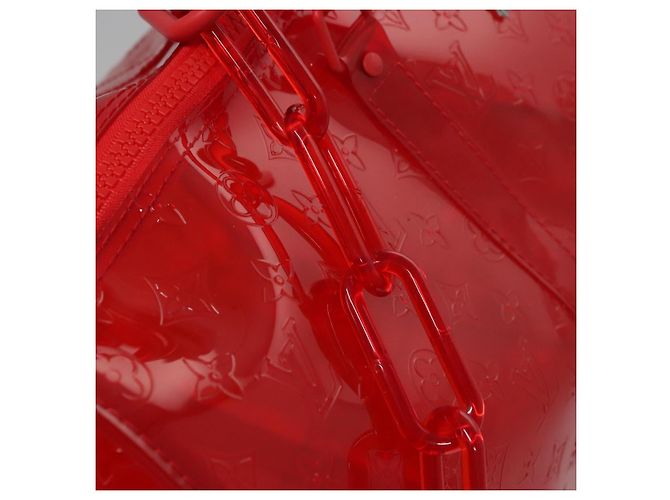 LOUIS VUITTON Borsa Keepall Bandoulière 50 Monogram Vinile Rossa M41416 Auth ec591SAM Rosso - vista 20