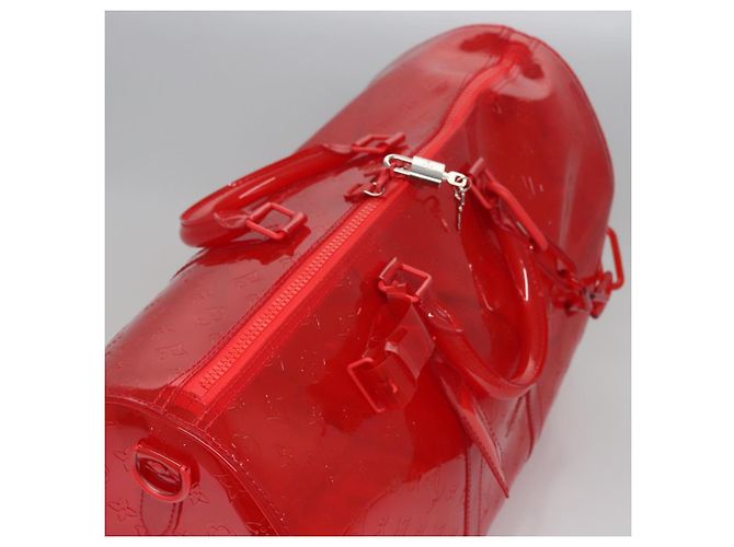LOUIS VUITTON Borsa Keepall Bandoulière 50 Monogram Vinile Rossa M41416 Auth ec591SAM Rosso - vista 6