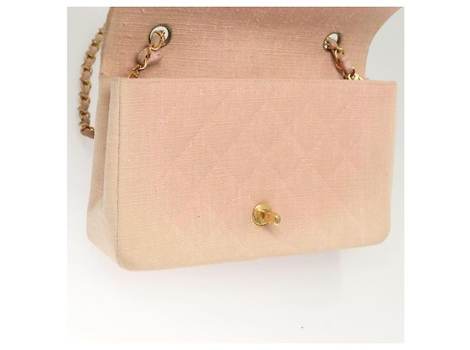 CHANEL Borsa a Spalla Matelassé Catena Diana Tela Rosa CC Auth 120753A - vista 18