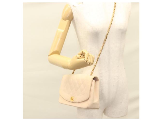 CHANEL Borsa a Spalla Matelassé Catena Diana Tela Rosa CC Auth 120753A - vista 24