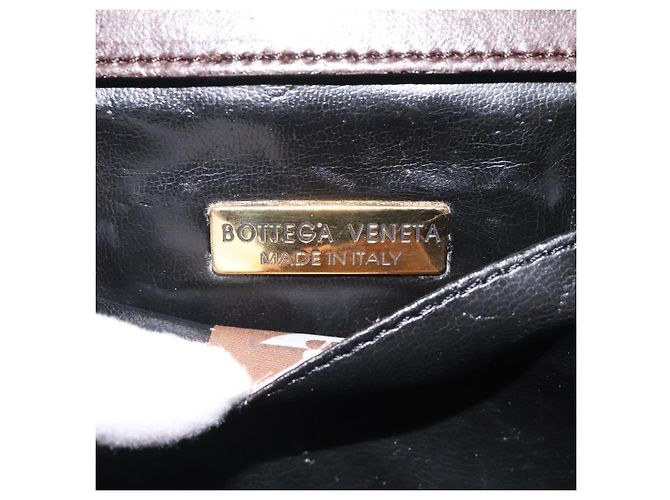 BORSO A MANO IN PELLE INTRECCIATO BOTTEGA VENETA Marrone Oro Auth 123359A - vista 10