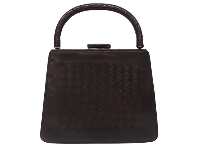 BORSO A MANO IN PELLE INTRECCIATO BOTTEGA VENETA Marrone Oro Auth 123359A - vista 13