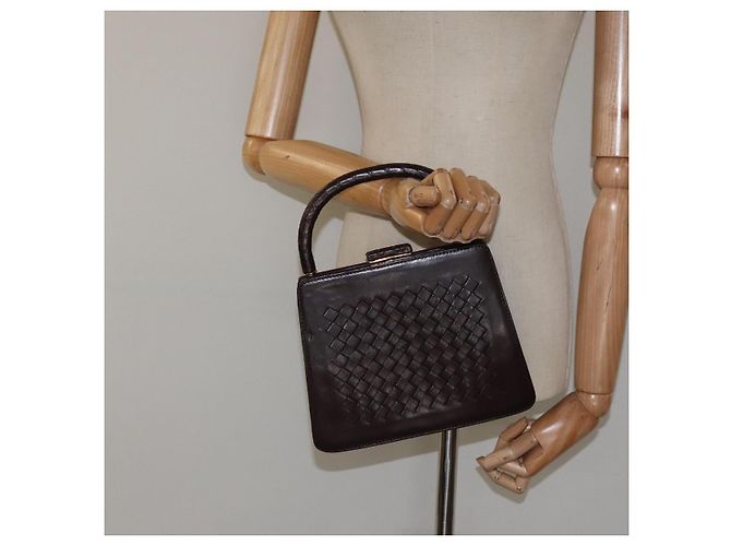 BORSO A MANO IN PELLE INTRECCIATO BOTTEGA VENETA Marrone Oro Auth 123359A - vista 21