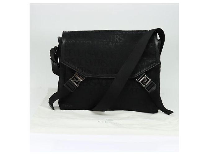 Borsa a Spalla VERSACE in Tela Nera Argento Autentica 123032A Nero - vista 12