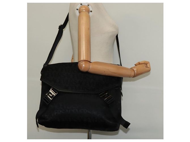 Borsa a Spalla VERSACE in Tela Nera Argento Autentica 123032A Nero - vista 23