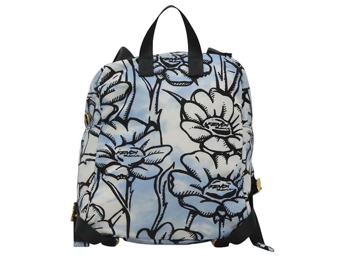 FENDI Backpack Nylon Light Blue Gold Auth 127211A Golden - view 2