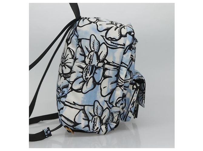 FENDI Backpack Nylon Light Blue Gold Auth 127211A Golden - view 3