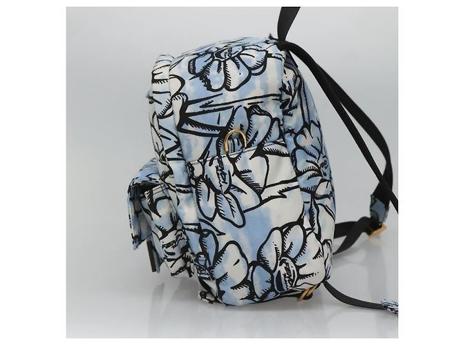 FENDI Backpack Nylon Light Blue Gold Auth 127211A Golden - view 4
