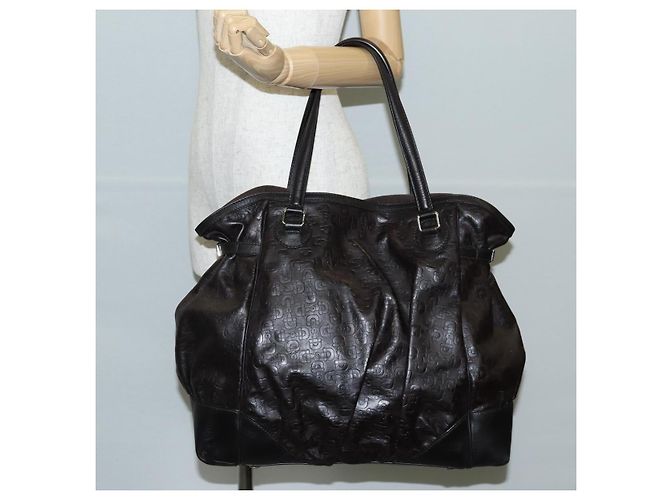 Borsa a Spalla in Pelle Nera e Argento GUCCI 257290 Auth sw1329A Nero - vista 21