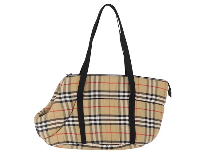 BURBERRY Nova Check Pet Carry Canvas Beige Silver Auth BA9738A - view 13