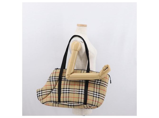 BURBERRY Nova Check Pet Carry Canvas Beige Silver Auth BA9738A - view 22