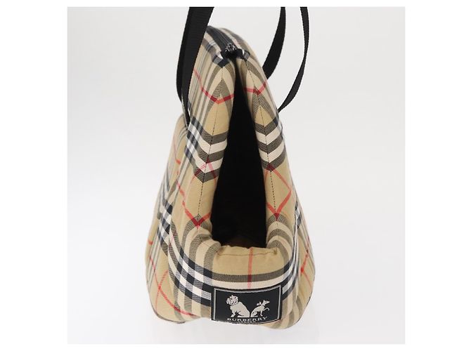 BURBERRY Nova Check Pet Carry Canvas Beige Silver Auth BA9738A - view 4