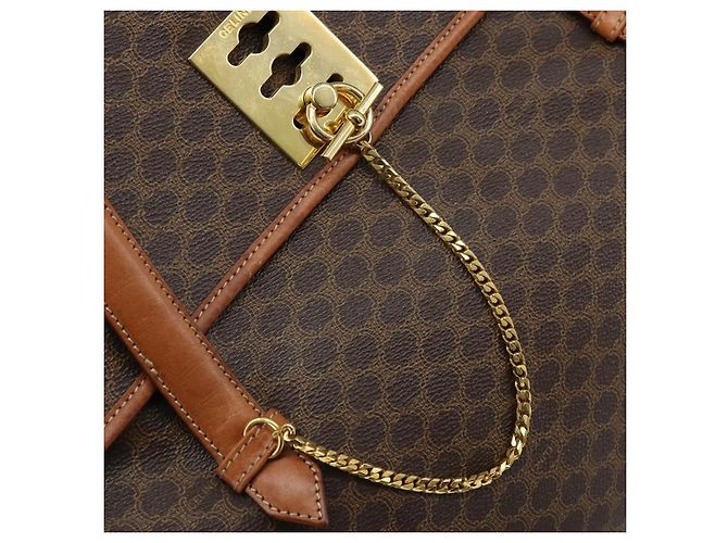 Céline Borsa tote in tela Macadam CELINE in pelle PVC marrone oro Auth LNZ801 D'oro - vista 10