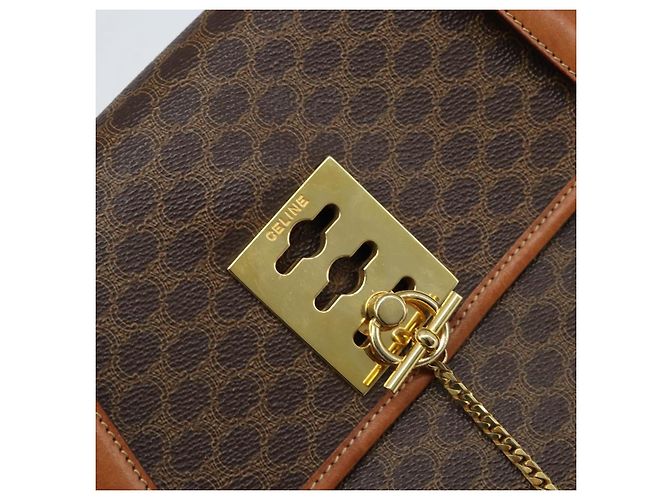 Céline Borsa tote in tela Macadam CELINE in pelle PVC marrone oro Auth LNZ801 D'oro - vista 17