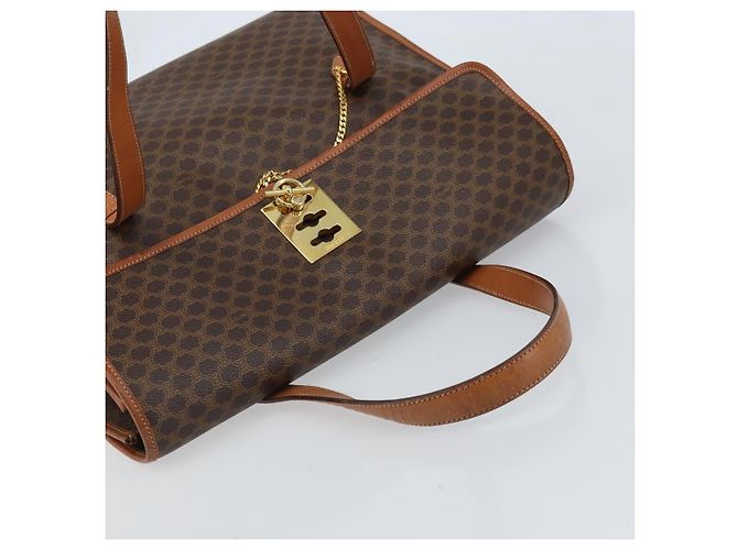 Céline Borsa tote in tela Macadam CELINE in pelle PVC marrone oro Auth LNZ801 D'oro - vista 6