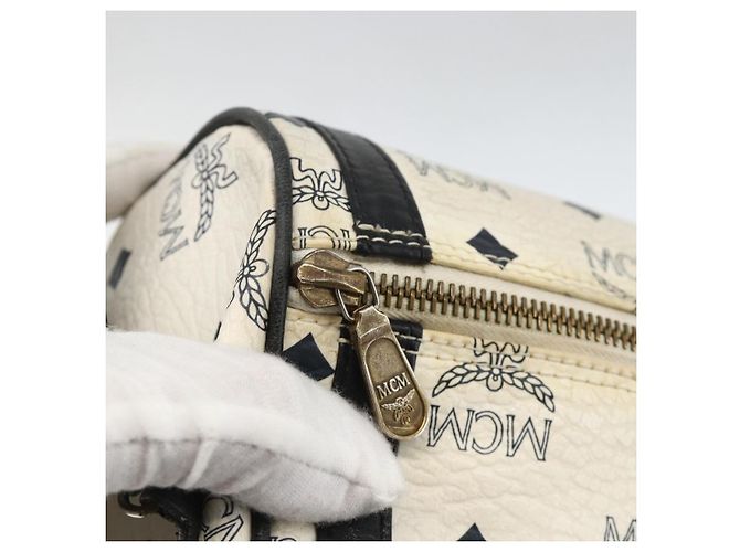 Borsa a Spalla MCM Vicetos Logogram in Pelle PVC Bianco e Oro Auth SW2161 D'oro - vista 10