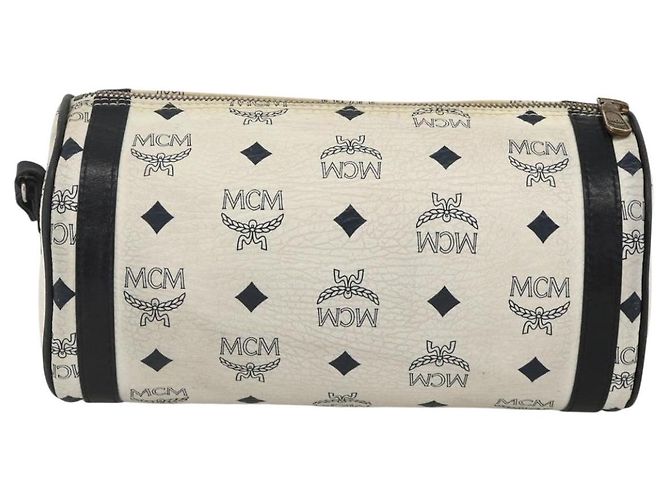Borsa a Spalla MCM Vicetos Logogram in Pelle PVC Bianco e Oro Auth SW2161 D'oro - vista 2