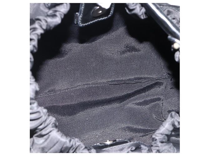 Borsa a mano Vala in nylon nero e argento di Salvatore Ferragamo Auth gh1920 - vista 11