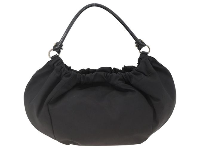 Borsa a mano Vala in nylon nero e argento di Salvatore Ferragamo Auth gh1920 - vista 2