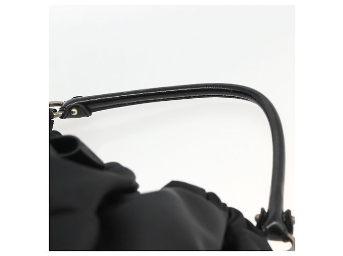 Borsa a mano Vala in nylon nero e argento di Salvatore Ferragamo Auth gh1920 - vista 8