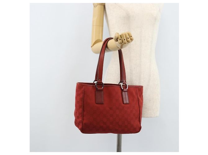 Borsa Tote GG Canvas Gucci Rossa Argento 113019 Auth LNZ757 Rosso - vista 22