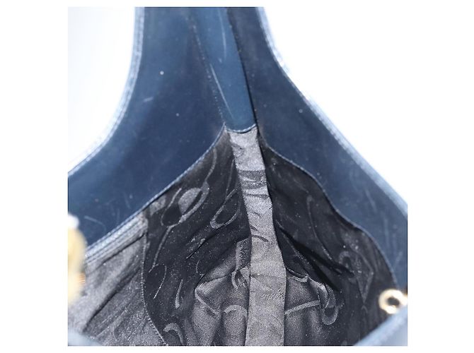 Borsa a Spalla Gancini in Pelle Salvatore Ferragamo Blu Navy Oro Auth gh1923 - vista 17