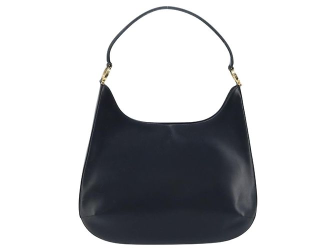 Borsa a Spalla Gancini in Pelle Salvatore Ferragamo Blu Navy Oro Auth gh1923 - vista 2
