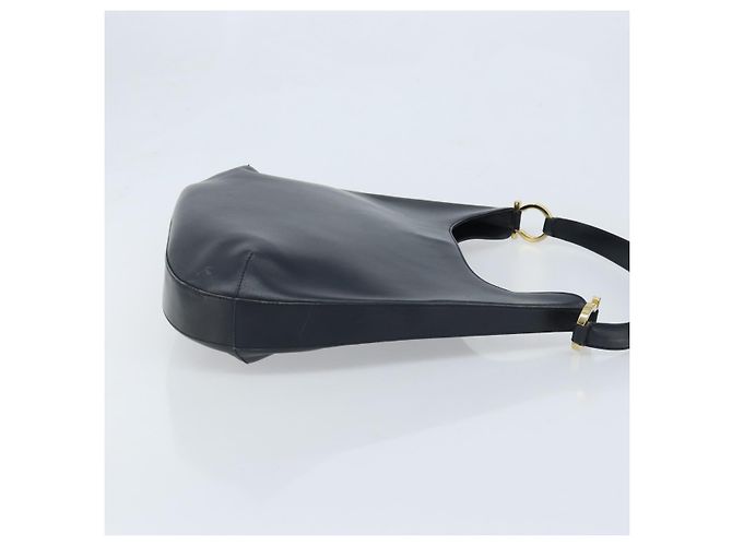 Borsa a Spalla Gancini in Pelle Salvatore Ferragamo Blu Navy Oro Auth gh1923 - vista 3