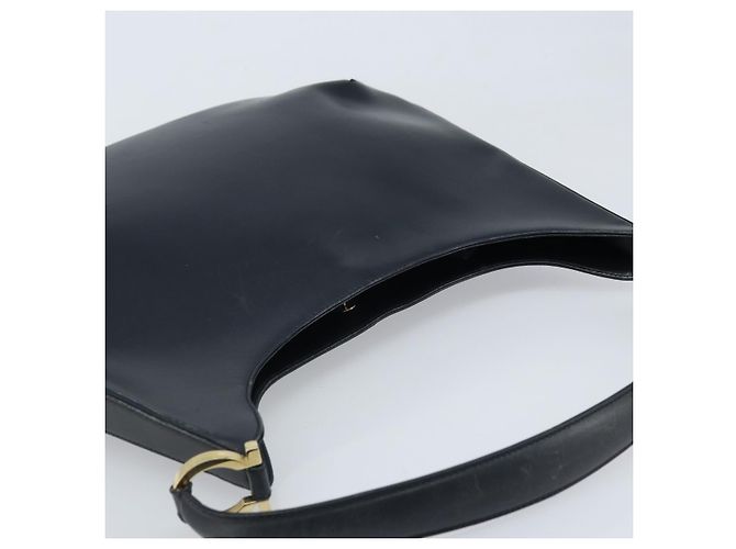 Borsa a Spalla Gancini in Pelle Salvatore Ferragamo Blu Navy Oro Auth gh1923 - vista 6