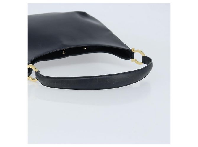 Borsa a Spalla Gancini in Pelle Salvatore Ferragamo Blu Navy Oro Auth gh1923 - vista 7