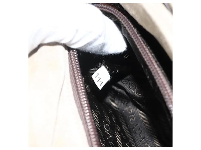 PRADA Schultertasche Wildleder Beige Silber Auth bs34098 - Ansicht 12