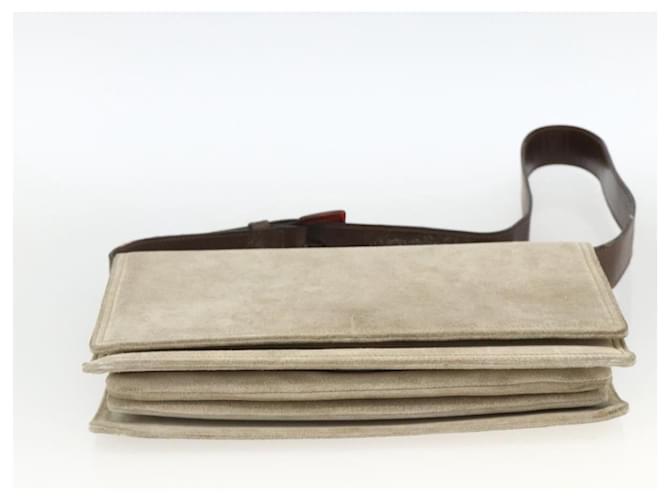 PRADA Schultertasche Wildleder Beige Silber Auth bs34098 - Ansicht 5