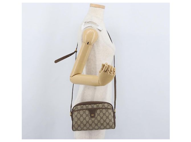 Gucci Borsa a Spalla GG Supreme PVC Beige Oro 001 58 6594 Auth AMZ443 D'oro - vista 22