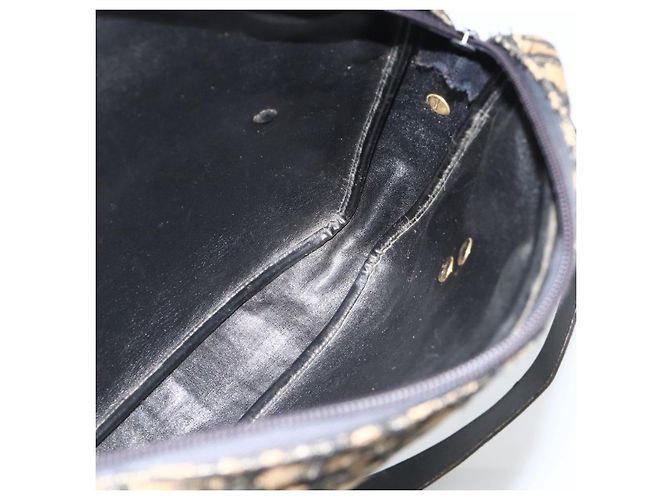 Borsa a Spalla in Tela Trotter Christian Dior Blu Navy Oro Auth BAZ455 D'oro - vista 17