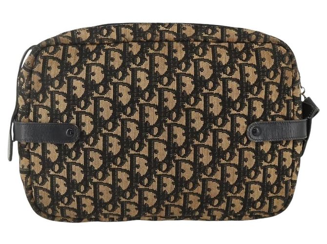 Borsa a Spalla in Tela Trotter Christian Dior Blu Navy Oro Auth BAZ455 D'oro - vista 2