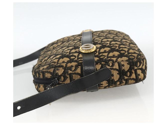 Borsa a Spalla in Tela Trotter Christian Dior Blu Navy Oro Auth BAZ455 D'oro - vista 3