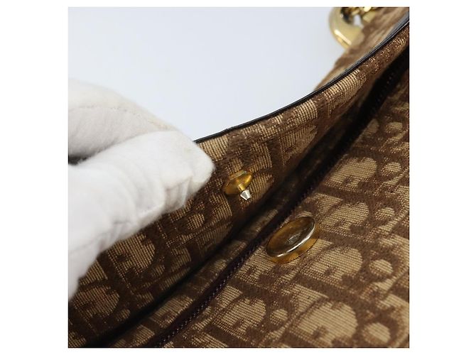 Borsa a spalla in tela Trotter Christian Dior marrone oro Auth bs34135 D'oro - vista 10